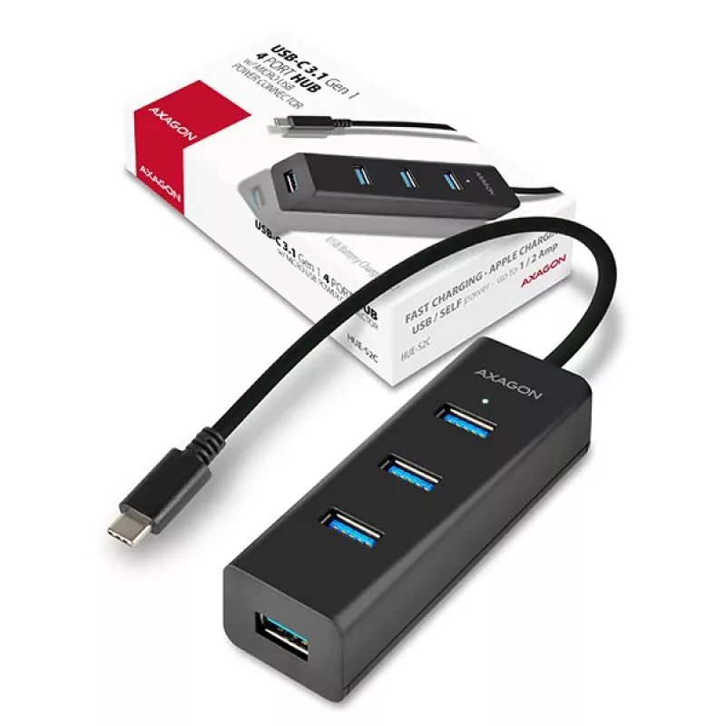 Axagon HUE-S2C liidesejaotur USB 3.2 Gen 1 (3.1 Gen 1) Type-A 5000 Mbit/s Must