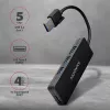 Axagon SuperSpeed USB õhuke jaotur, hostiliides: USB 3.2 Gen 1 (3.1 Gen 1) Type-A, jaoturiliidesed: USB 3.2 Gen 1 (3.1 Gen 1) Type-A, 5000 Mbit/s, must, plastik, 0,14 m