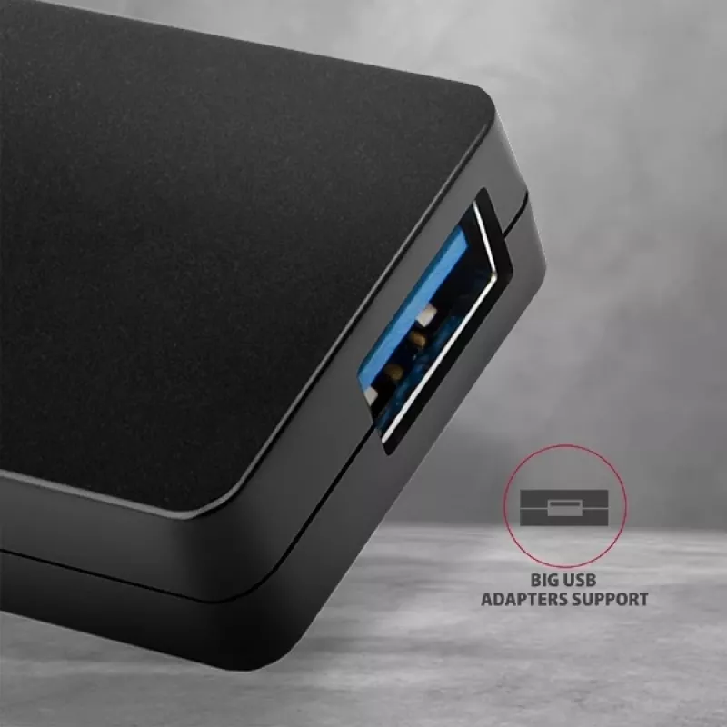 Axagon SuperSpeed USB õhuke jaotur, hostiliides: USB 3.2 Gen 1 (3.1 Gen 1) Type-A, jaoturiliidesed: USB 3.2 Gen 1 (3.1 Gen 1) Type-A, 5000 Mbit/s, must, plastik, 0,14 m