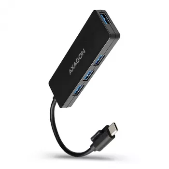 Axagon SuperSpeed USB-C õhuke hub, USB 3.2 Gen 1 (3.1 Gen 1) USB-C, USB 3.2 Gen 1 (3.1 Gen 1) Type-A, 5000 Mbit/s, must, plastik, 0.14 m