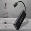 Axagon SuperSpeed USB-C õhuke hub, USB 3.2 Gen 1 (3.1 Gen 1) USB-C, USB 3.2 Gen 1 (3.1 Gen 1) Type-A, 5000 Mbit/s, must, plastik, 0.14 m