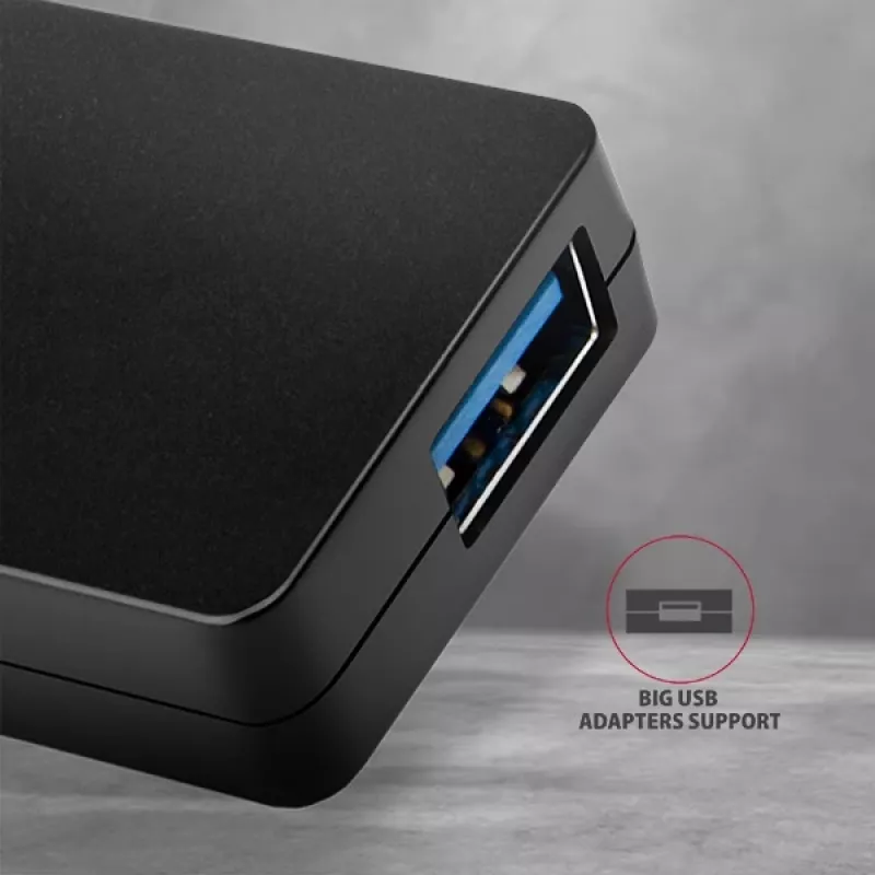 Axagon SuperSpeed USB-C õhuke hub, USB 3.2 Gen 1 (3.1 Gen 1) USB-C, USB 3.2 Gen 1 (3.1 Gen 1) Type-A, 5000 Mbit/s, must, plastik, 0.14 m