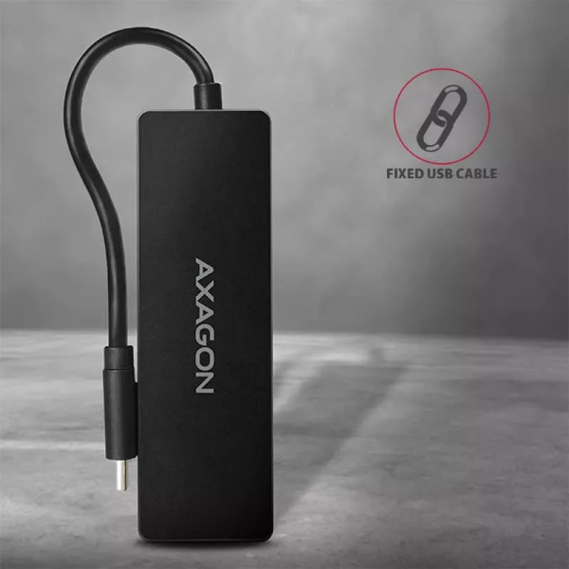 Axagon SuperSpeed USB-C õhuke hub, USB 3.2 Gen 1 (3.1 Gen 1) USB-C, USB 3.2 Gen 1 (3.1 Gen 1) Type-A, 5000 Mbit/s, must, plastik, 0.14 m