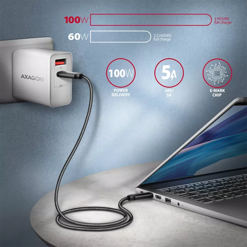 Axagon BUCM432-CM10AB USB-kaabel USB4 Gen 3x2 1 m USB C Must