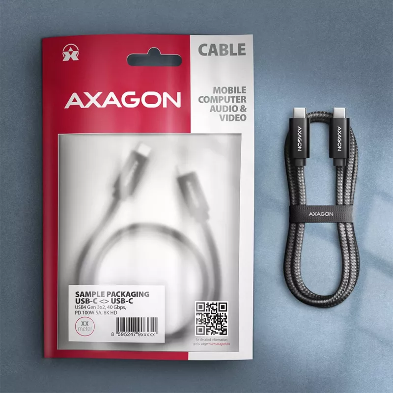 Axagon BUCM432-CM10AB USB-kaabel USB4 Gen 3x2 1 m USB C Must