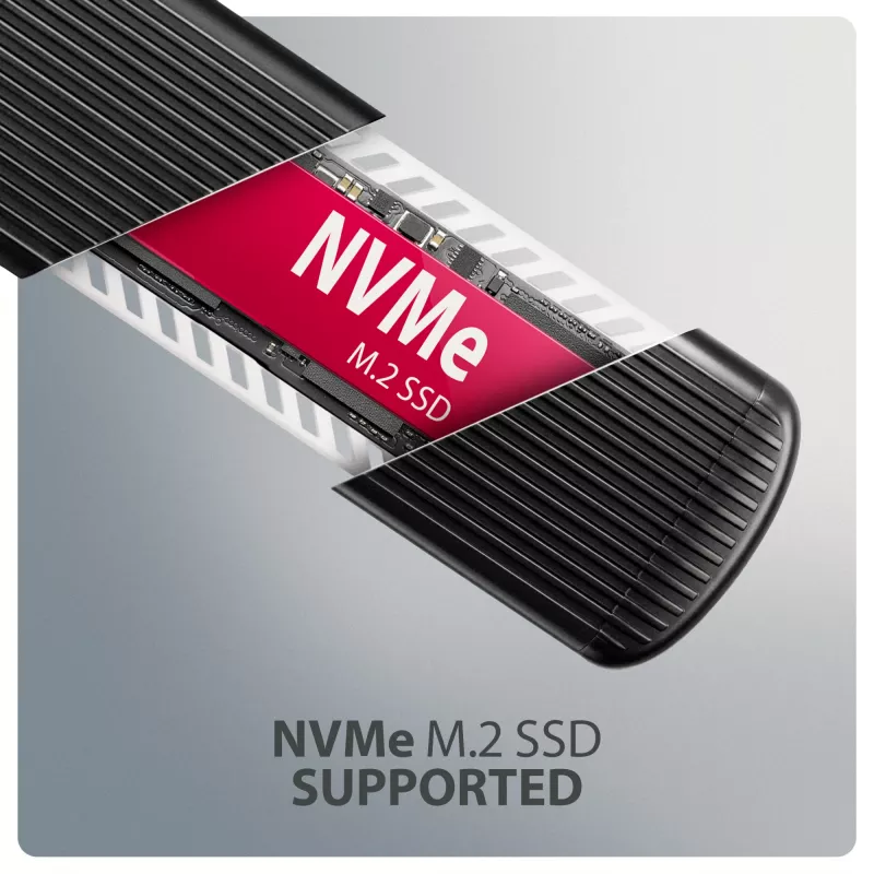 AXAGON EEM2-SC väline USB-C 10Gbps kruvideta metallist M.2 NVMe SSD korpus, ühe pesaga, hall