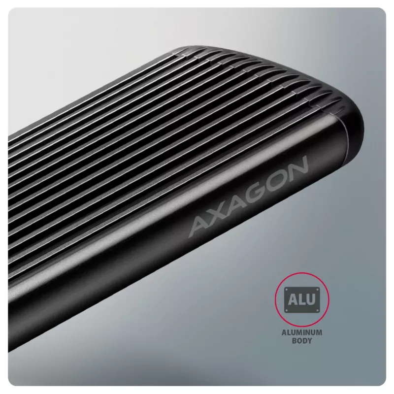 AXAGON EEM2-SC väline USB-C 10Gbps kruvideta metallist M.2 NVMe SSD korpus, ühe pesaga, hall