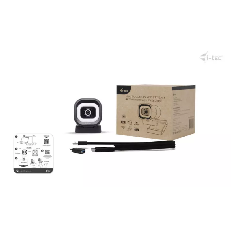 Veebikaamera ITEC i-tec SOLOMON 700 STREAM 4K eraldusvõimega 3840x2160@60fps, 8,29 MP, USB-C, 1/4-tolline statiivikeere