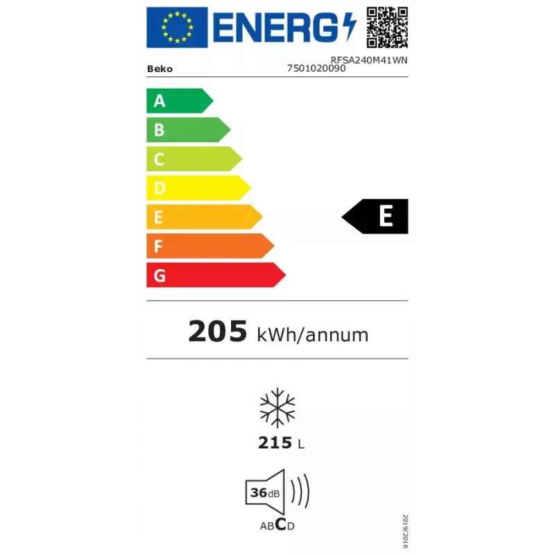 Püstikust sügavkülmik Beko RFSA240M41WN — 215 L, valge, Fast Freeze, pööratav uks
