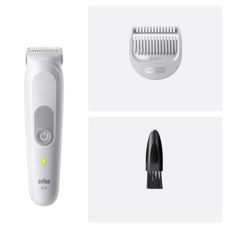 Kehahooldustrimmer ja pardel BRAUN Series 3 BG3530 — hall, sisseehitatud NiMH aku, 80 min tööaeg, 42×156 mm