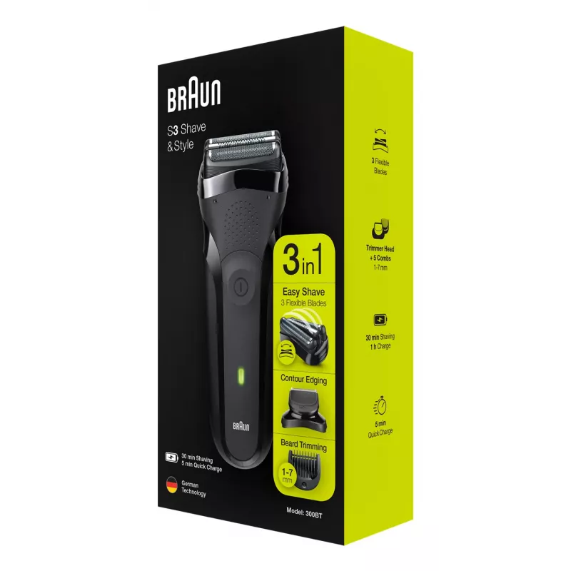 Braun Series 3 300BT juhtmevaba märg ja kuiv fooliumpardel koos trimmeriga