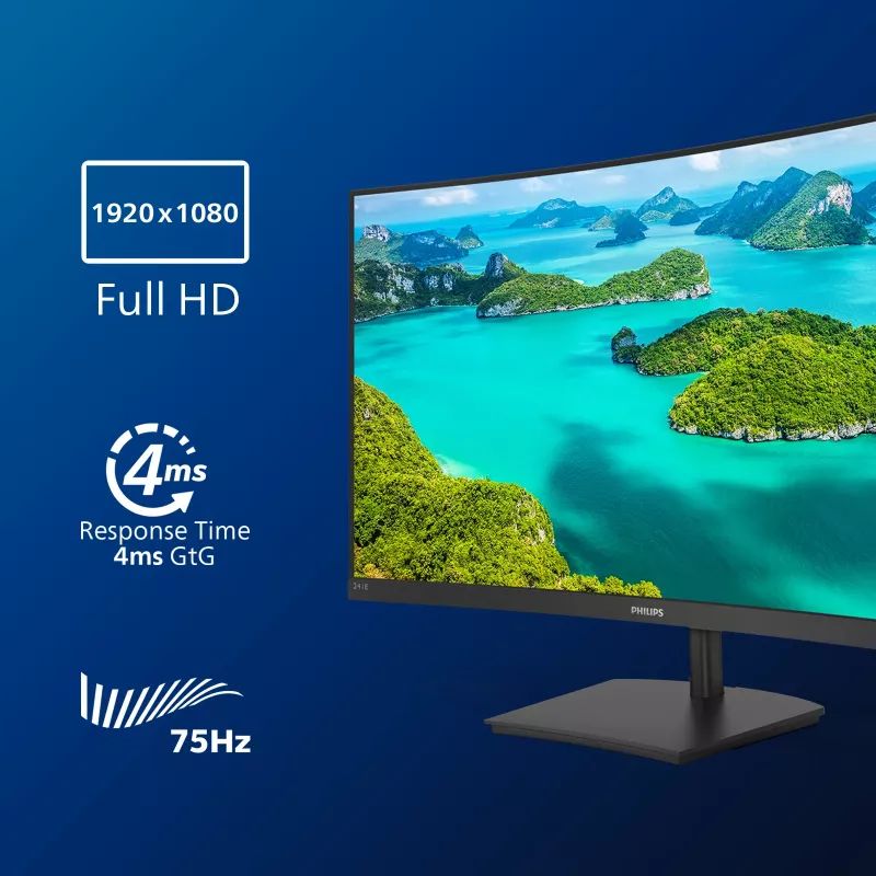 Philips E Line 241E1SCA/00 arvutimonitor 59,9 cm (23,6 tolli) 1920 x 1080 pikslit Full HD LCD Must
