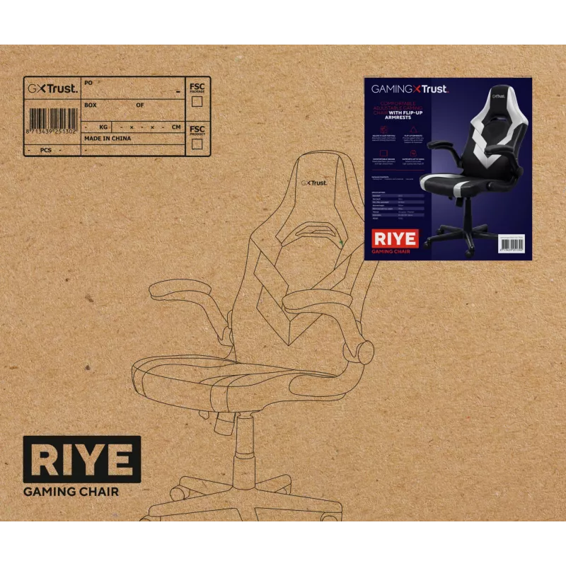 Universaalne mängutool Trust GXT 703W RIYE must valge 140 kg