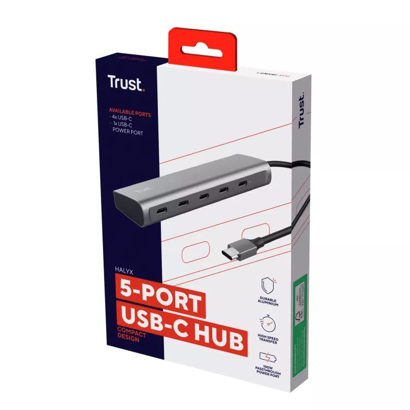 Trust Halyx USB 3.2 Gen 1 (3.1 Gen 1) USB-C Hõbedane