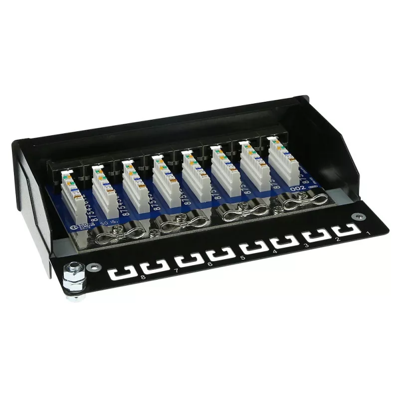 Pinnale paigaldatav varjestatud 8-pordine CAT5E paneelikarp ACT FA5001, 173×44×109 mm