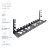 Lauaalune pikendatav kaablite haldamise salv ACT 43–72 cm klambriga kinnitus, teras, 728×130×190 mm, 5 kg