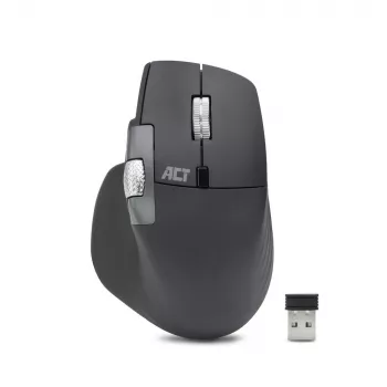 ACT AC5147 juhtmevaba lasermängur — paremakäeline, RF + Bluetooth, 4800 DPI, 6 nuppu, hall