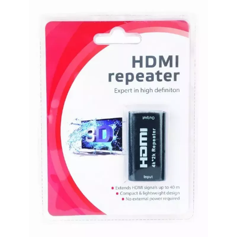 Silla repiiter GEMBIRD DRP-HDMI-02 juhtmega HDMI repiiter, kuni 3000 Mbit/s, 51×28×13 mm, 20 g
