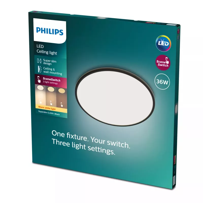 Laevalgusti Philips Functional Super õhuke 36 W LED Must Ümar