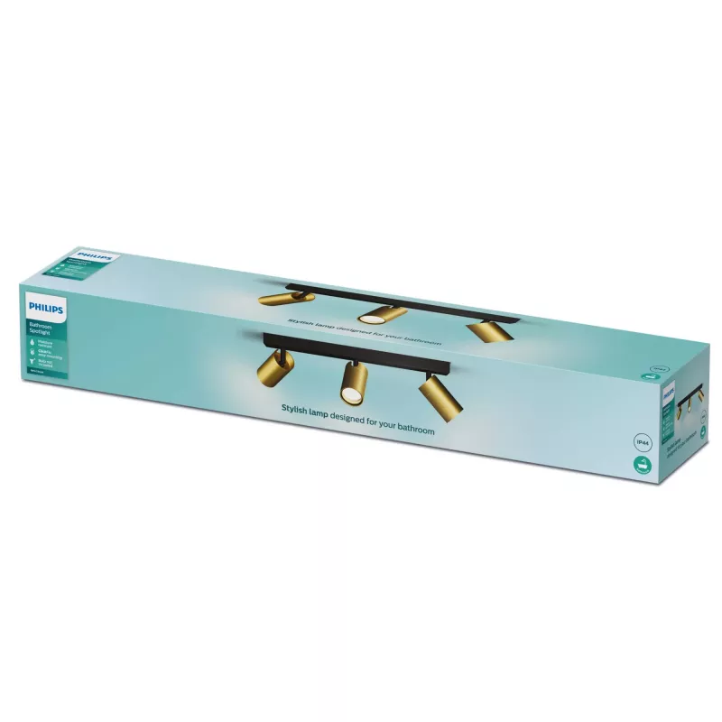 Lae-/seina prožektor Philips Idris 3x GU10 LED IP44 220–240 V Must/Messing
