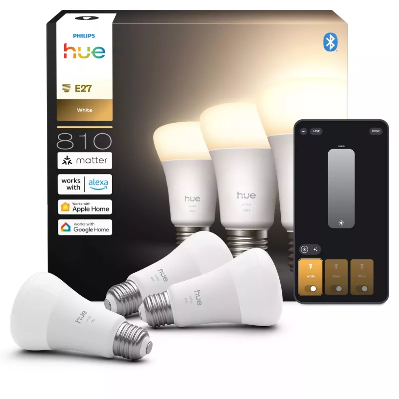 Philips A60 – E27 nutipirn – 810, Bluetooth/Zigbee, LED, E27, A19, Pehme valge, 2700 K