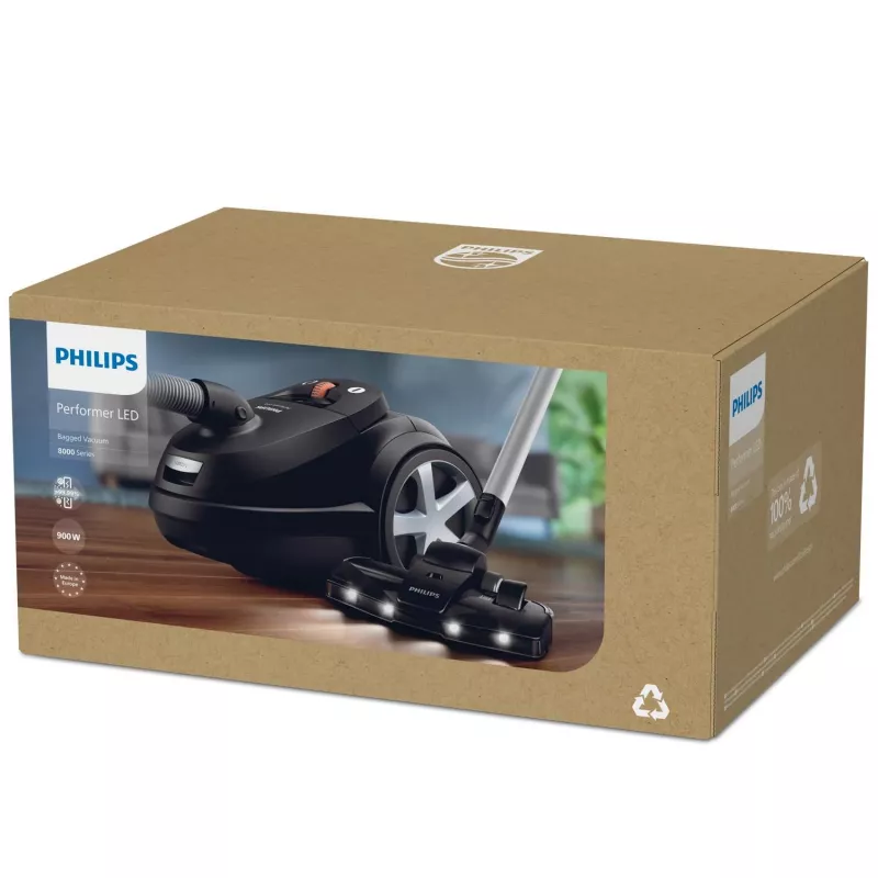 Silindertolmuimeja Philips 8000 series XD8122/10 — 900 W, 4 L tolmukott, HEPA-filter, must