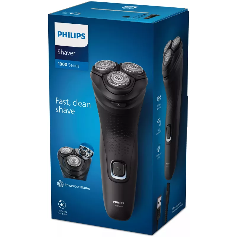 Philips Shaver 1000 Series S1141/00 Kuiv elektripardel Rotatsioonpardel Must
