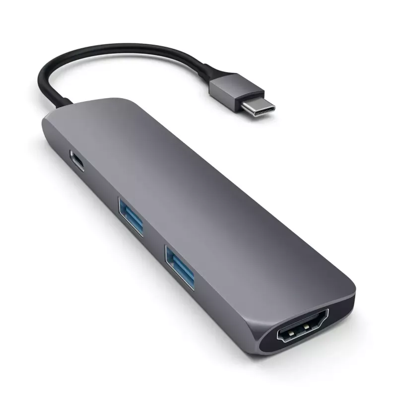 Satechi ST-CMAM sülearvuti dokk/pordireplikaator USB 3.2 Gen 1 USB-C, HDMI, USB-A, USB-C, hall, alumiinium