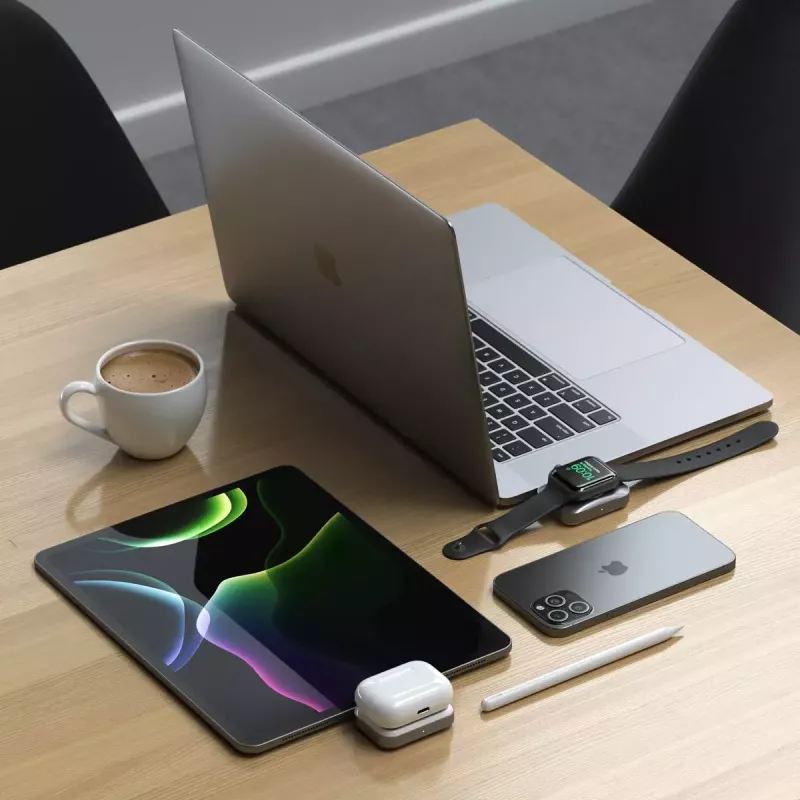 Mobiilseadme laadija Satechi ST-UC2WCDM USB juhtmevaba laadimine Peakomplekt Nutikell Hõbedane Valge