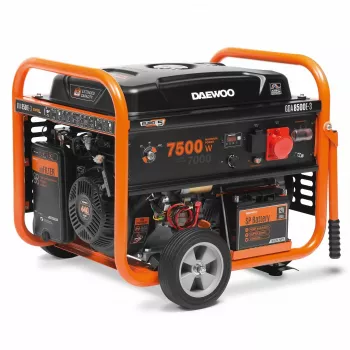 Elektrigeneraator DAEWOO GDA 8500E-3 — 7000 W, 380 V, 30 L kütusepaak, Must/Oranž