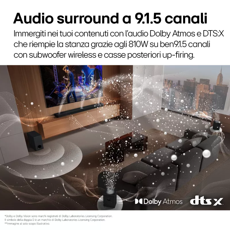 Soundbar LG S95TR 9.1.5 kanalit 810 W RMS juhtmevaba 220 W bassikõlariga, must