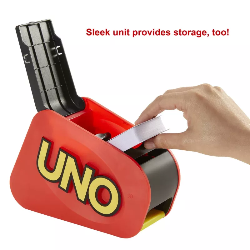 UNO Extreme – uuendatud versioon klassikalisest pere kaardimängust, valguse, heli ja juhusliku tegevusega käivitusseadmega. Suurepärane kingitus alates 7. eluaastast.