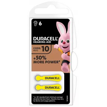 Duracell kuuldeaparaadi aku 10, Ühekordne aku, Tsink-õhk, 1,45 V, 6 tk, 100 mAh, 4 aasta(t)