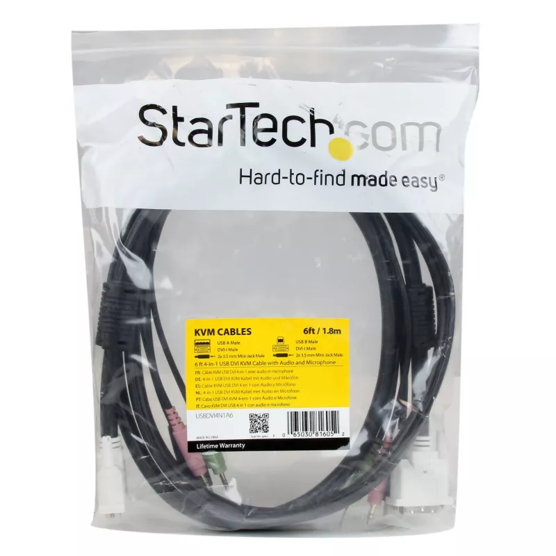 StarTech.com 6 ft 4-ühes USB DVI KVM-kaabel koos heli ja mikrofoniga