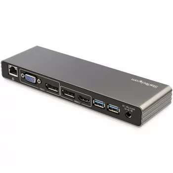 StarTech.com Thunderbolt 3 dokk – kahe 4K 60 Hz monitoriga TB3 sülearvuti dokkimisjaam DisplayPorti, HDMI ja 1080p VGA-ga – 85 W toiteedastus ja laadimine – 2x USB-A, Ethernet – Mac ja Windows