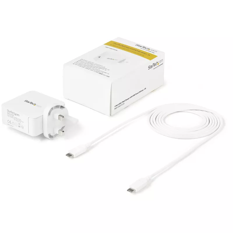 StarTech.com USB C seinakruvi - USB C sülearvuti laadija 60W PD - 6ft/2m kaabel - universaalne kompaktne C-tüüpi toiteadapter - Dell XPS/Lenovo X1 Carbon/HP EliteBook/MacBook - USB IF/CE sertifitseeritud