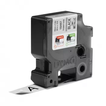 DYMO Rhino Industrial püsivad polüestersildid | 19 mm x 5,5 m | must trükk metallikul | isekleepuv | Rhino ja LabelManager sildivalmistajatele
