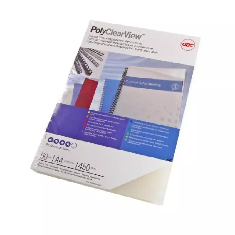 GBC Binding Cover Poly Clear View A4 350 MicronTranslusent, A4, Polüvinüülkloriid (PVC), Läbipaistev, Matt, 0,35 mm, 210 mm