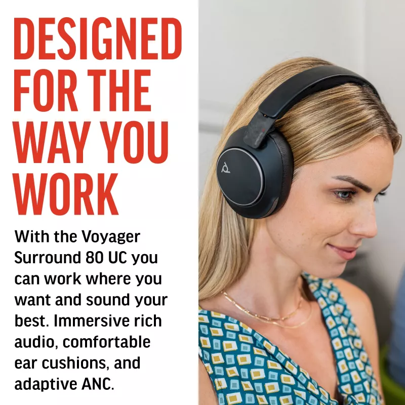 HP Poly Voyager Surround 80 UC USB-C peakomplekt +USB-C/A adapter