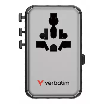 Verbatim Charge 'n' Travel 100W universaalne reisiadapter sissetõmmatava kaabliga, must