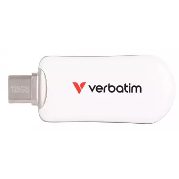 Verbatim Plectra USB-C mälupulk valge 128 GB, 128 GB, USB-tüüp C, 3.2 Gen 1 (3.1 Gen 1), 100 MB/s, korgita, valge