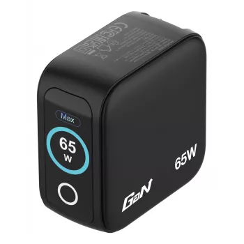 Verbatim Mini GaN laadija 65W ekraaniga, sisetingimustesse, AC, 20 V, must