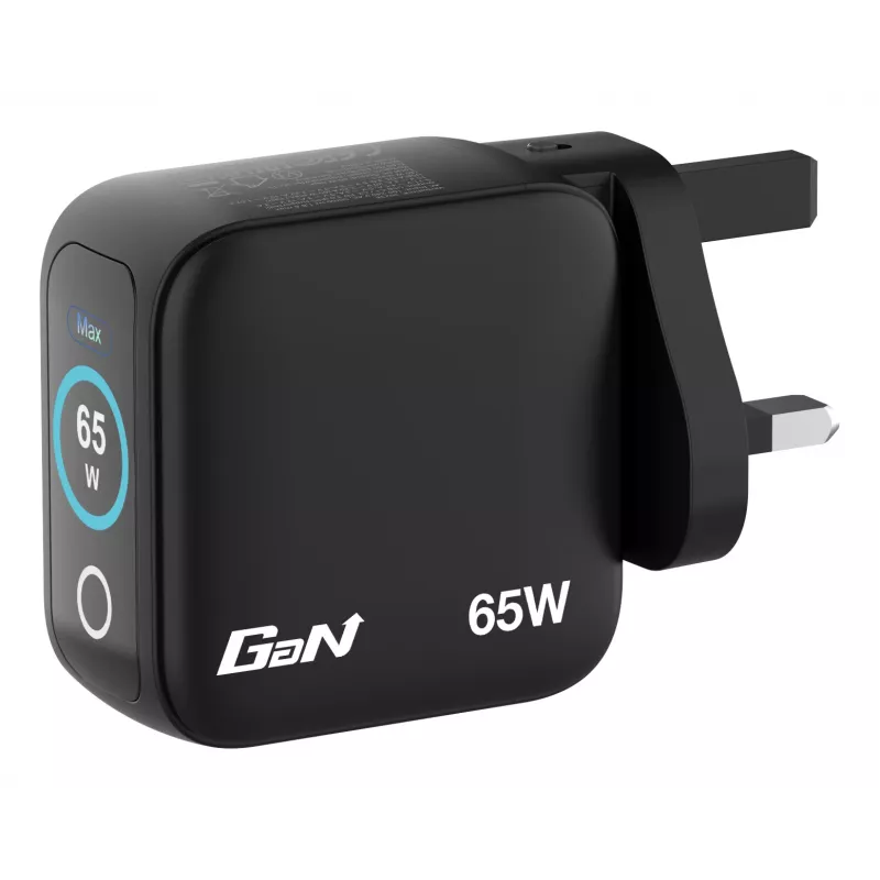 Verbatim Mini GaN laadija 65W ekraaniga, sisetingimustesse, AC, 20 V, must