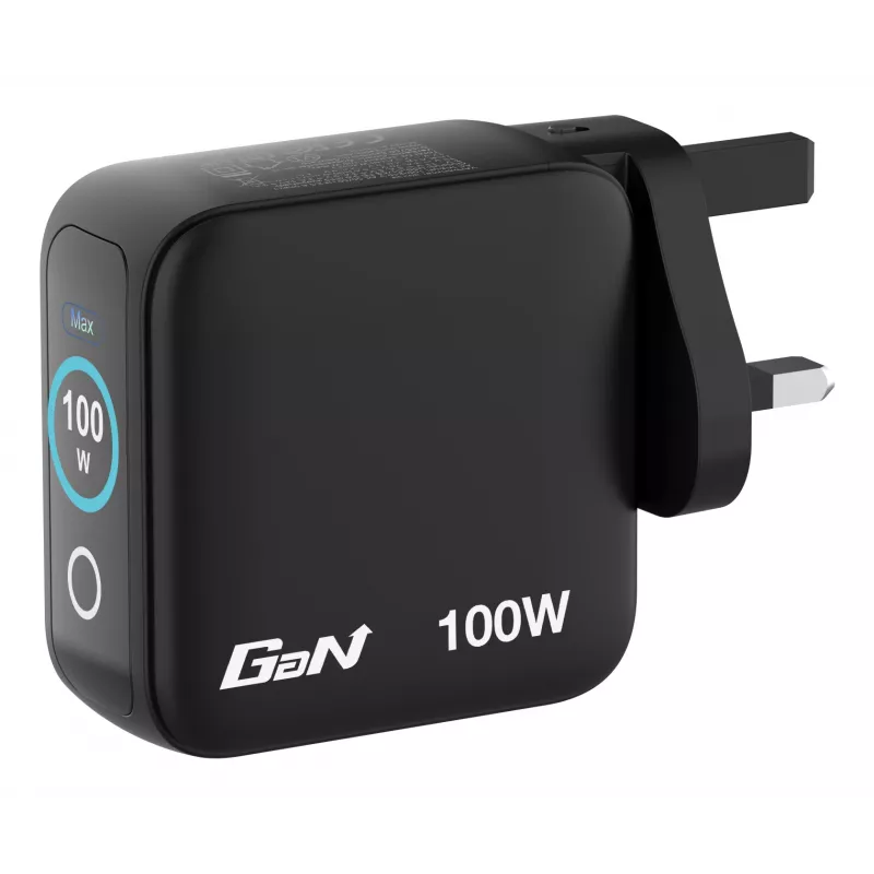 Verbatim Mini GaN laadija 100 W ekraaniga, siseruumidesse, vahelduvvool, 20 V, must