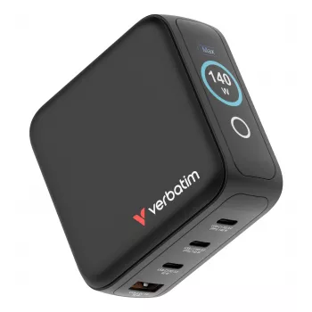Verbatim Mini GaN Charger 140W koos Display, Indoor, AC, 28 V, Must