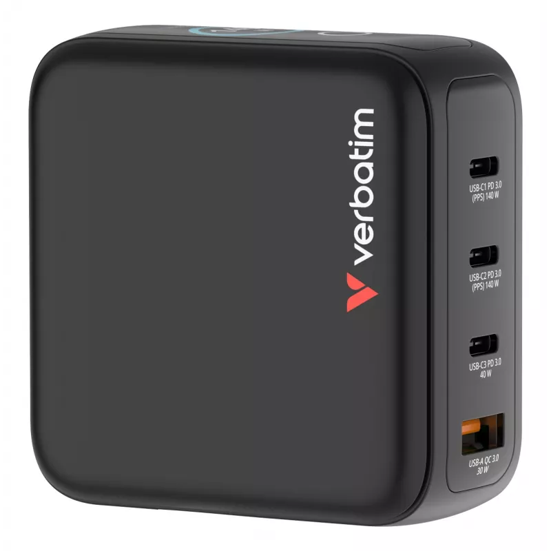 Verbatim Mini GaN Charger 140W koos Display, Indoor, AC, 28 V, Must