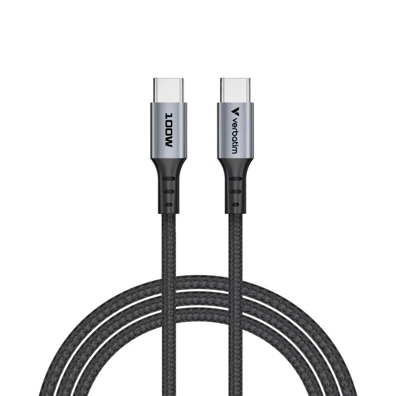 Verbatim Sync & Charge kaabel - 100W USB-C to USB-C 120 cm, 1,2 m, USB C, USB C, USB 2.0, 0,48 Gbit/s, must