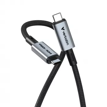 Verbatim Sync & Charge USB C to USB C 240W 40 Gbps 120 cm, 1.2 m, USB C, USB C, USB4 Gen 2x2, 40 Gbit/s, Must