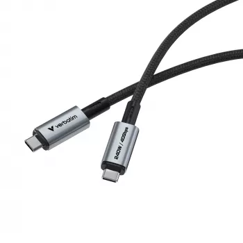 Verbatim Sync & Charge USB C to USB C 240W 40 Gbps 120 cm, 1.2 m, USB C, USB C, USB4 Gen 2x2, 40 Gbit/s, Must