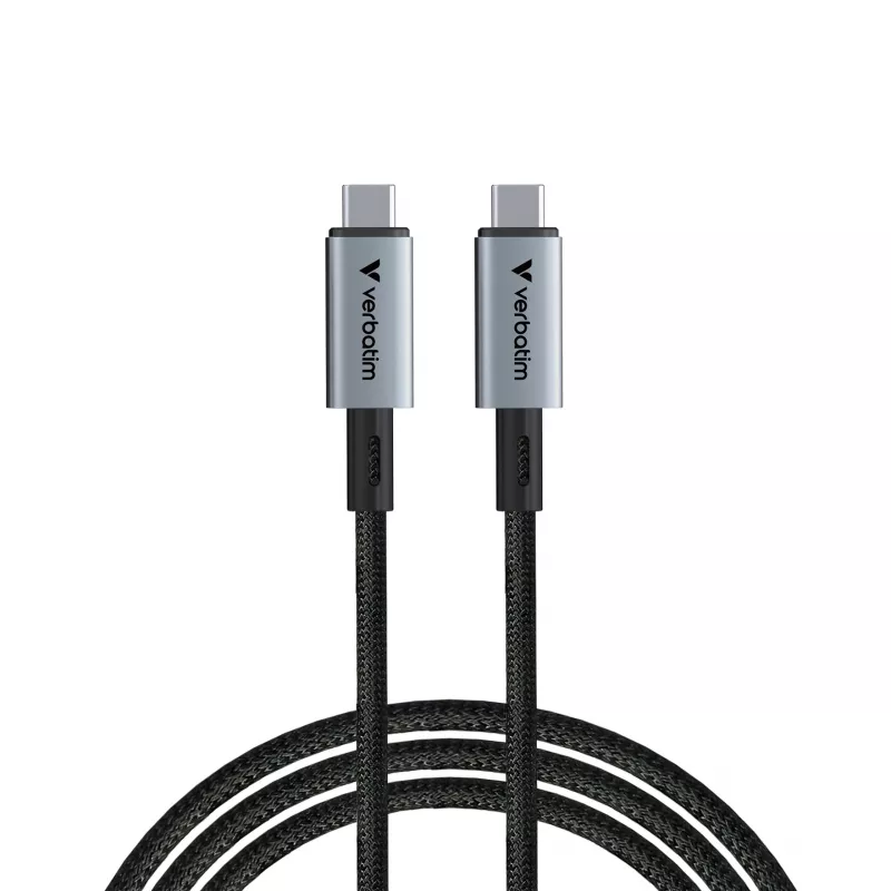 Verbatim Sync & Charge USB C to USB C 240W 40 Gbps 120 cm, 1.2 m, USB C, USB C, USB4 Gen 2x2, 40 Gbit/s, Must